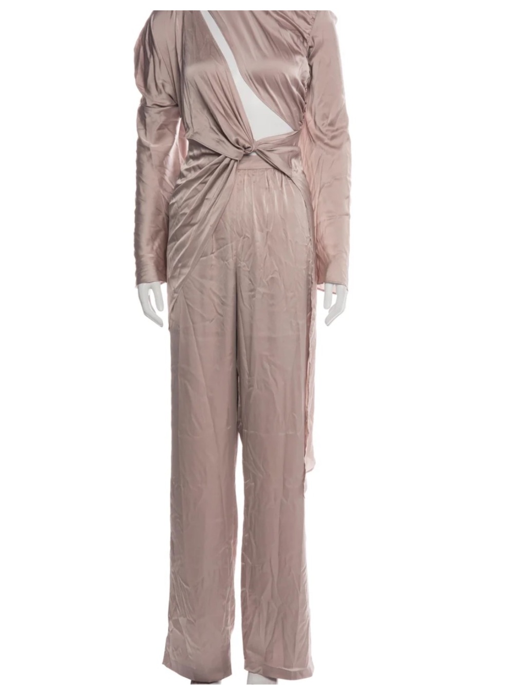 Andrea Iyamah Soft Blush Satin Jumpsuit-sold as a set never worn